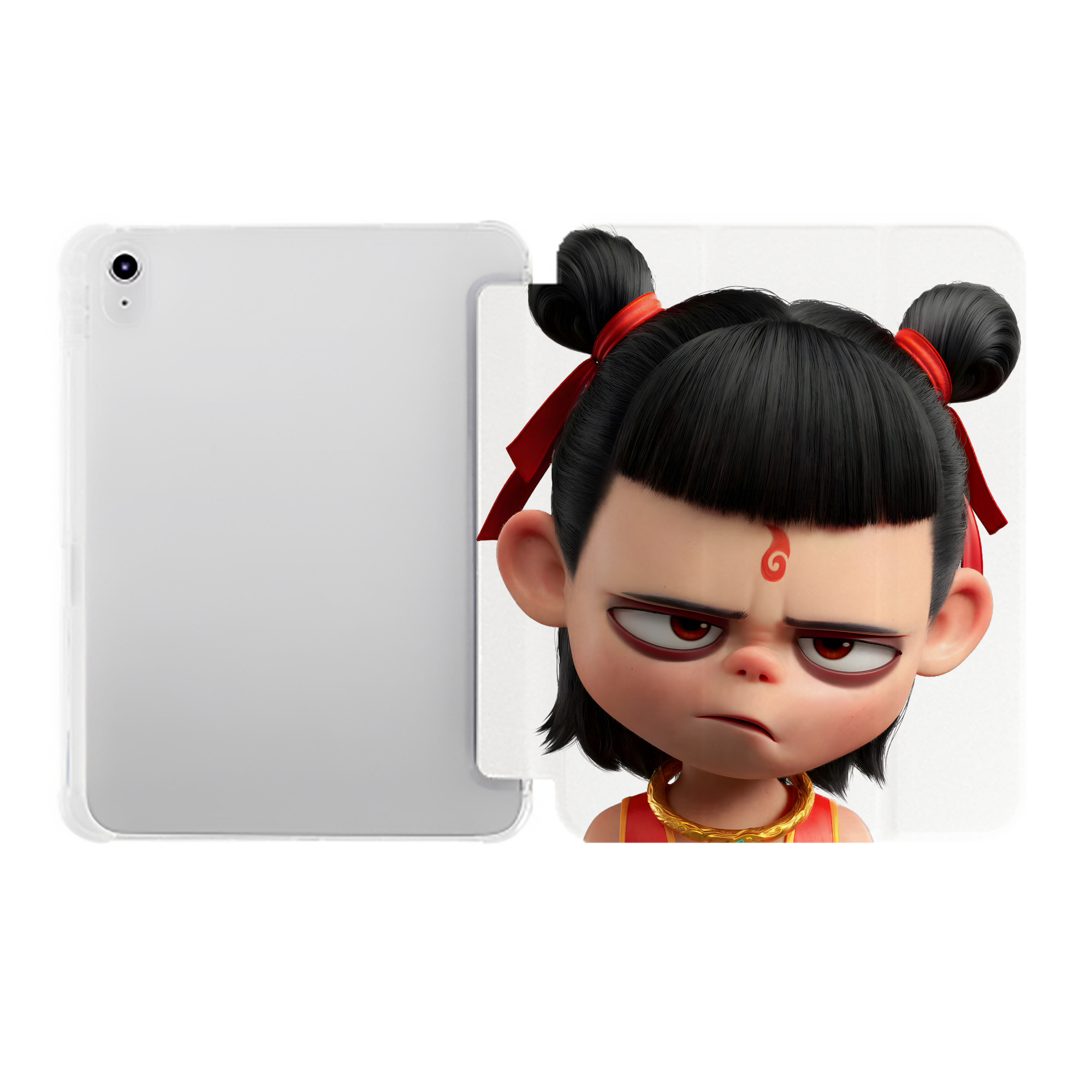 （画像用） Ne Zha 2 ナタ 魔童の大暴れ IPad ケース ペン収納付き 三つ折りスタンド PUレザー×シリコン 対応機種9.5/10.5/10.9インチ